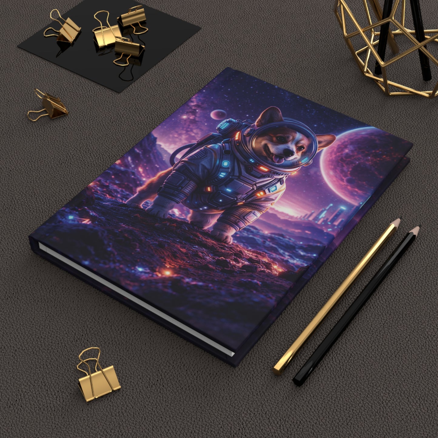 Corgi Astronaut Hardcover Journal — "Tiny Portal to Other Worlds"