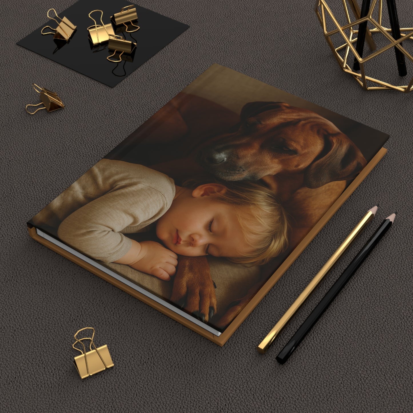 Sleeping Child and Dog Hardcover Journal — Elegant Keepsake Notebook