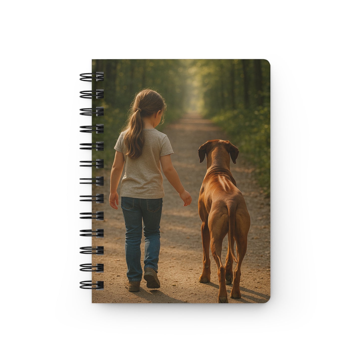 Spiral Notebook — Girl Walking Dog Photo Journal, 'Elegance with Grace' Personalized Lined Journal