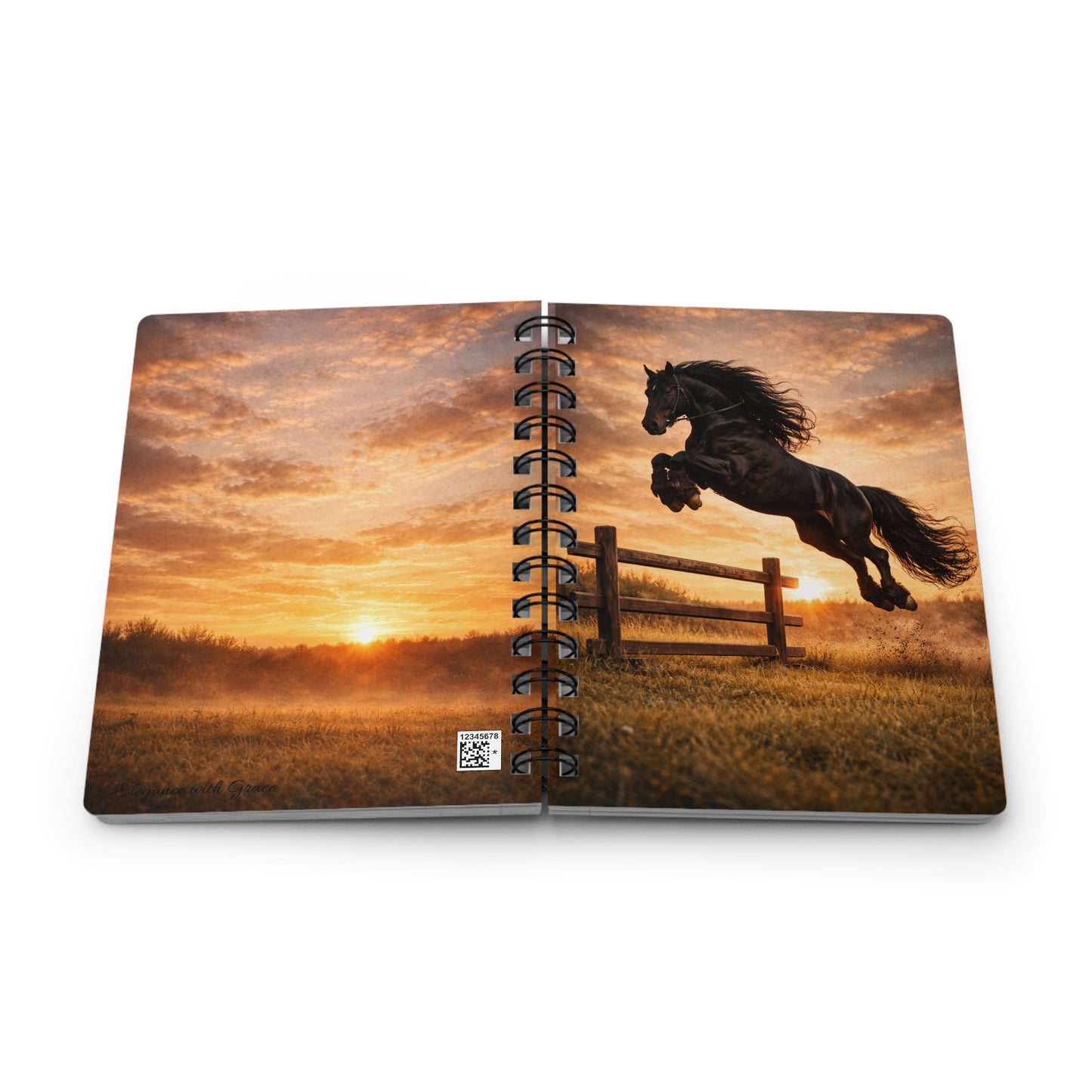 Horse Jump Spiral Journal — Sunset Equestrian Notebook for Riders & Animal Lovers