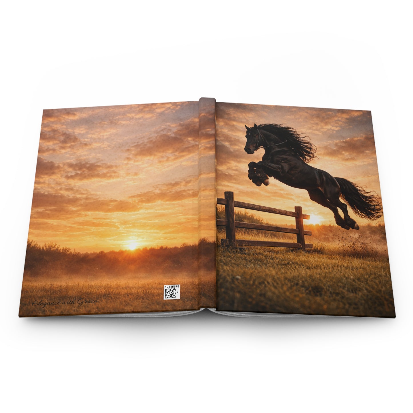Fresian Horse Jumping Fence Hardcover Journal — Matte Equestrian Notebook
