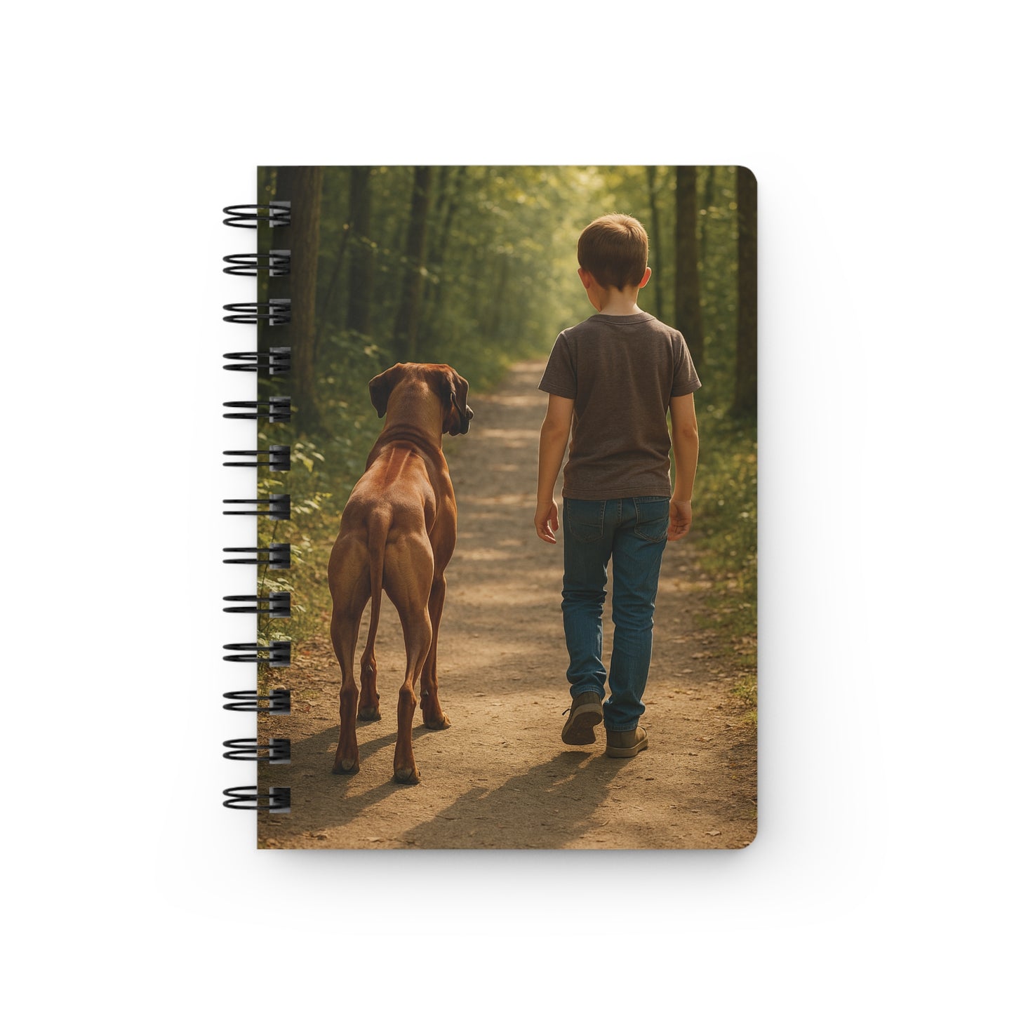 Spiral Journal — Boy and Dog Woodland Walk Notebook