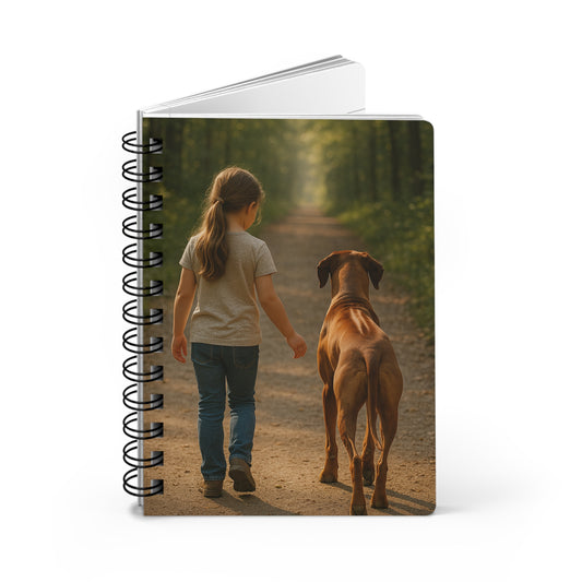 Spiral Notebook — Girl Walking Dog Photo Journal, 'Elegance with Grace' Personalized Lined Journal