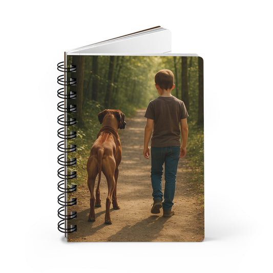 Spiral Journal — Boy and Dog Woodland Walk Notebook