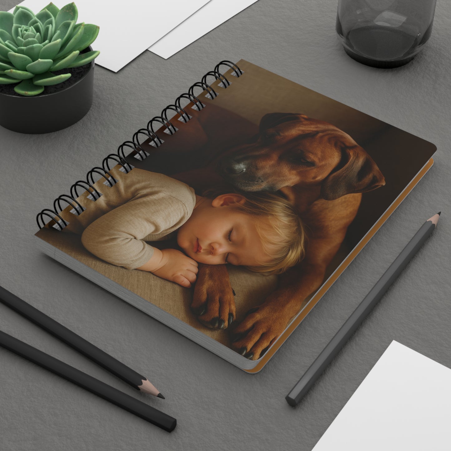 Sleeping Child and Loyal Dog Spiral Journal