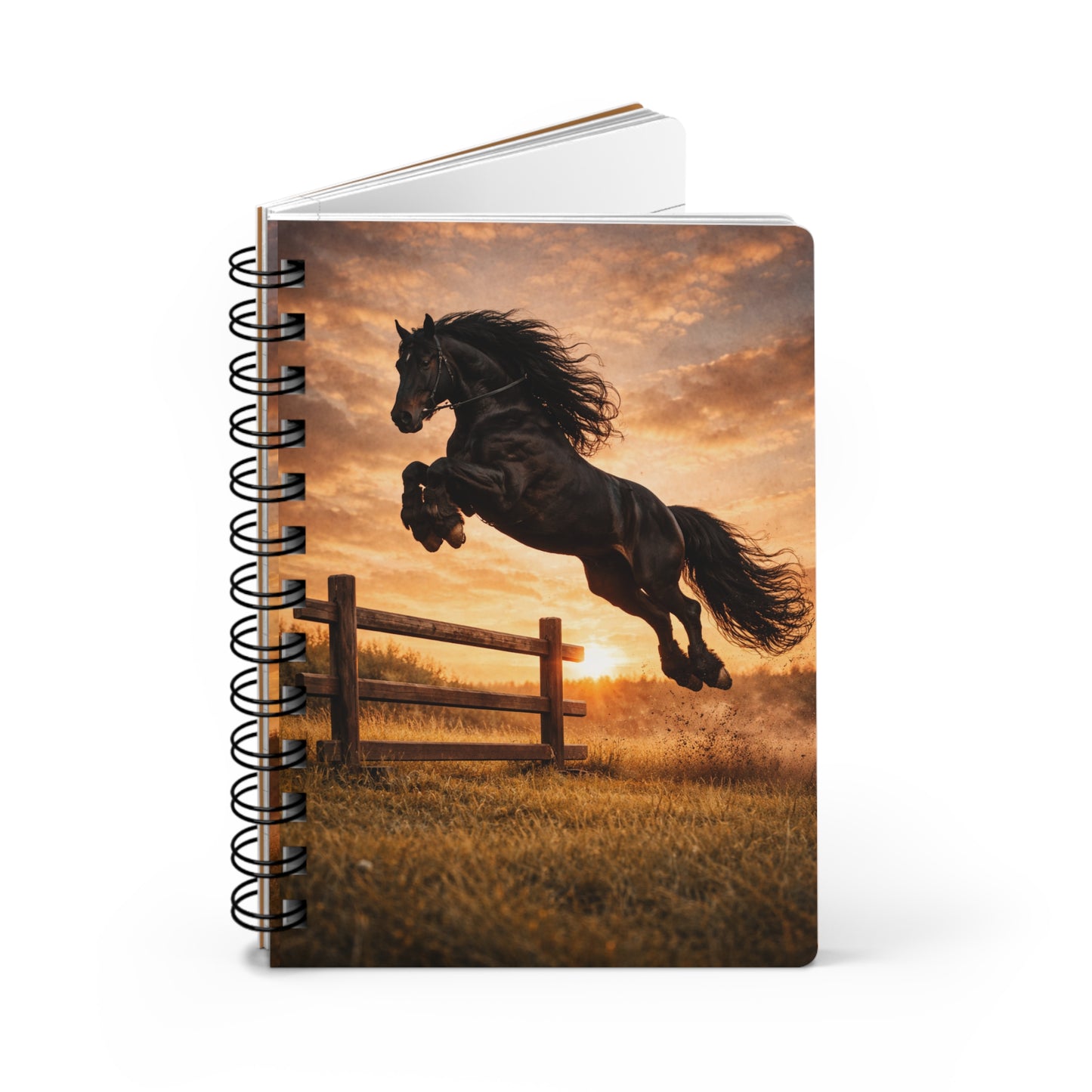 Horse Jump Spiral Journal — Sunset Equestrian Notebook for Riders & Animal Lovers