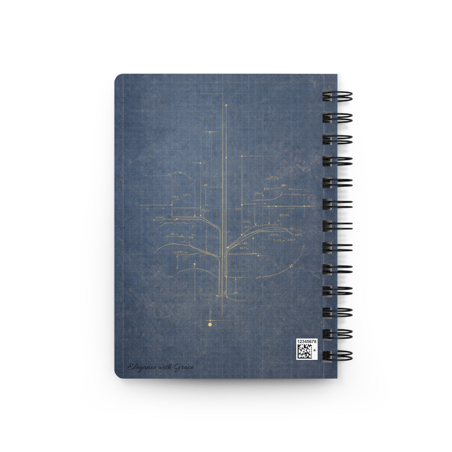 Golden Tree Spiral Bound Journal — Deep Blue Reflective Growth Notebook