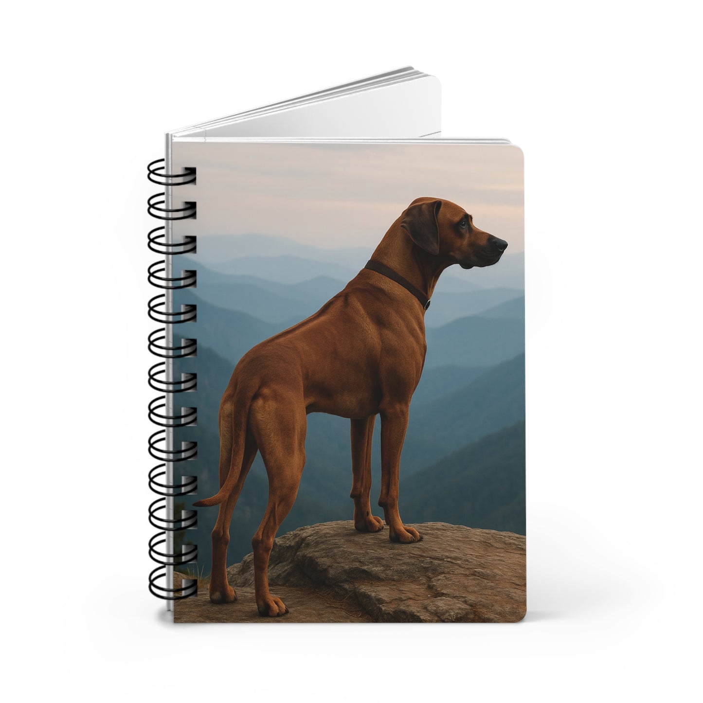 Dog on Mountain Spiral Journal — Rhodesian Ridgeback Hiking Notebook