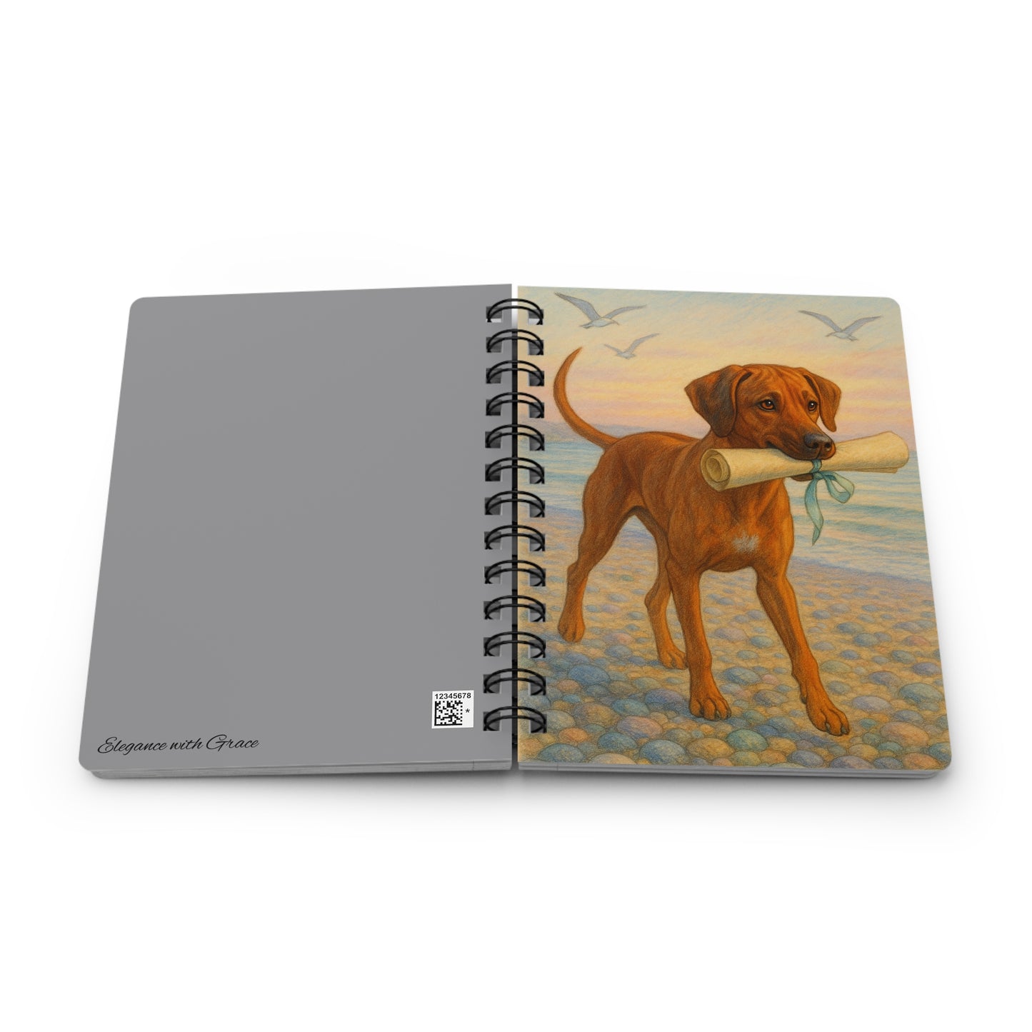Sunrise Beach Runner Spiral Journal — Dog with Note Cover