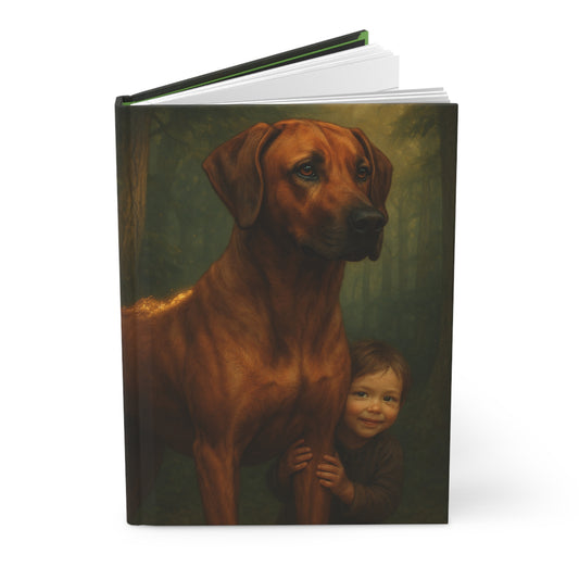 Child and Loyal Dog Forest Portrait Hardcover Journal