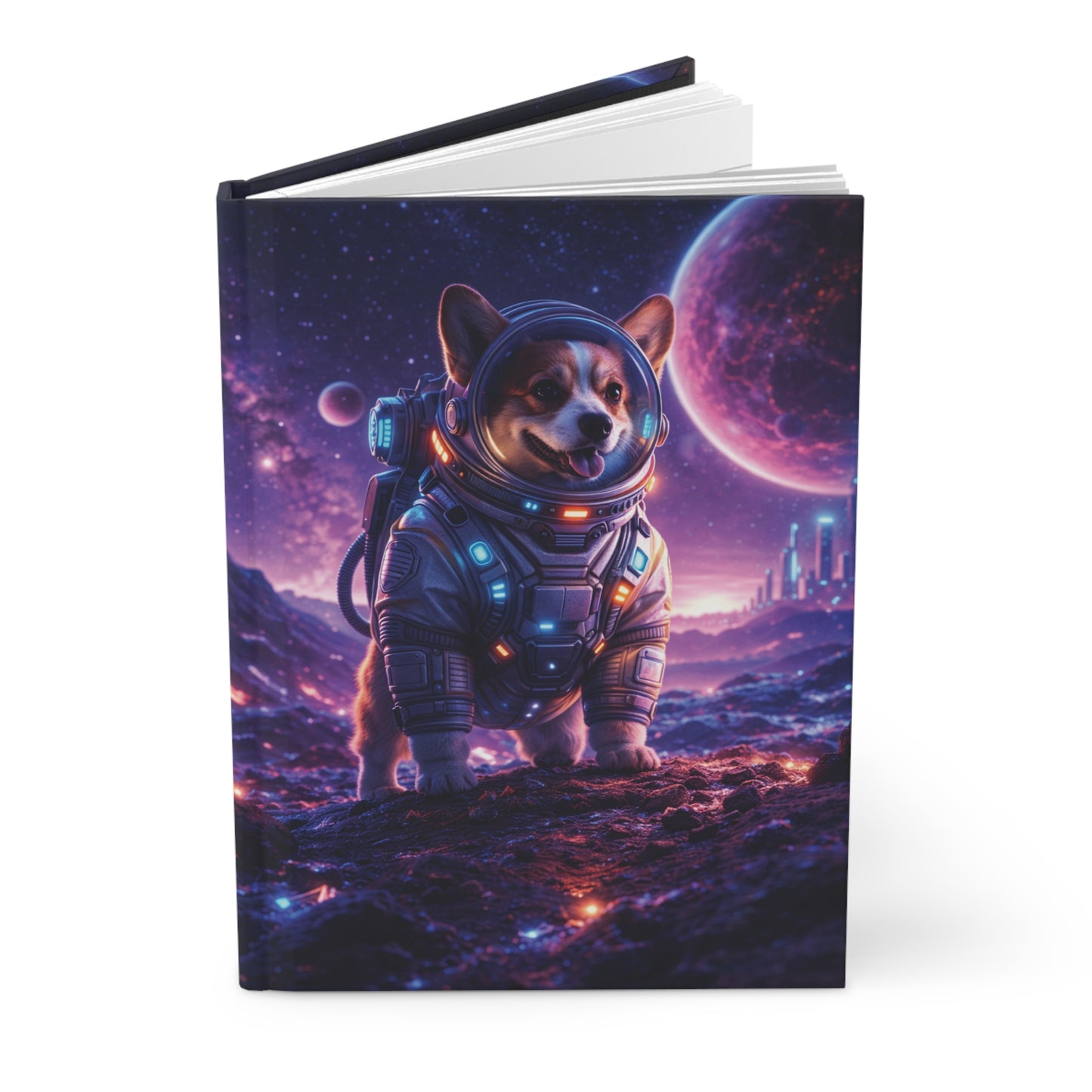Corgi Astronaut Hardcover Journal — "Tiny Portal to Other Worlds"