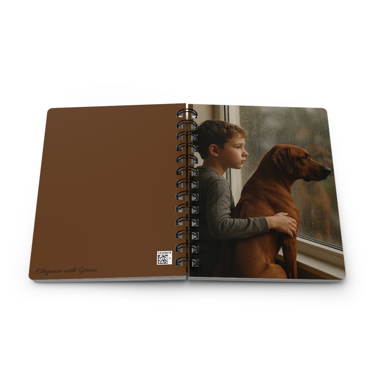 Boy & Dog Rainy Day Spiral Journal — Photo Notebook for Quiet Moments