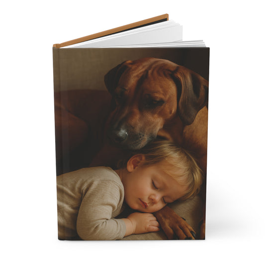 Sleeping Child and Dog Hardcover Journal — Elegant Keepsake Notebook