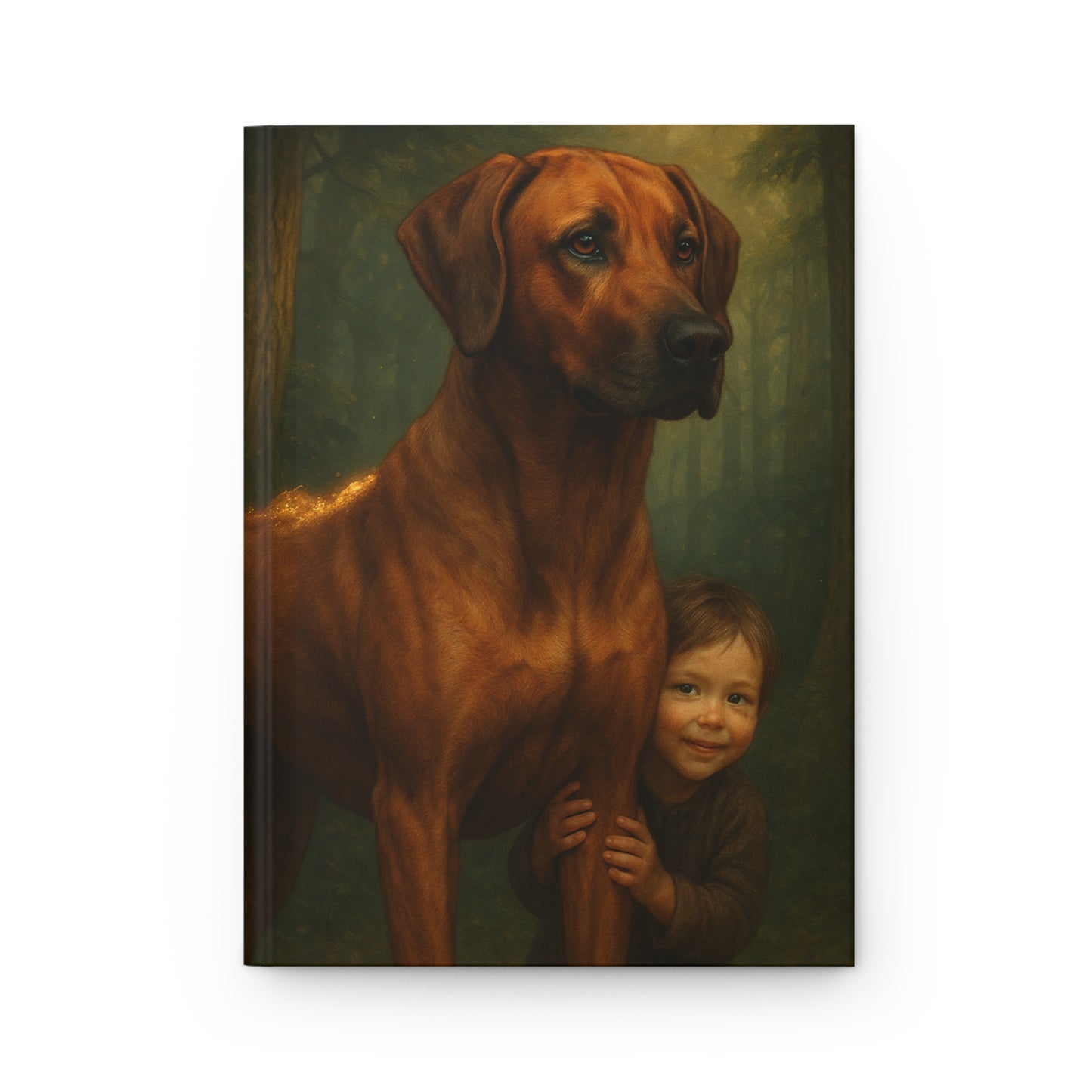 Child and Loyal Dog Forest Portrait Hardcover Journal