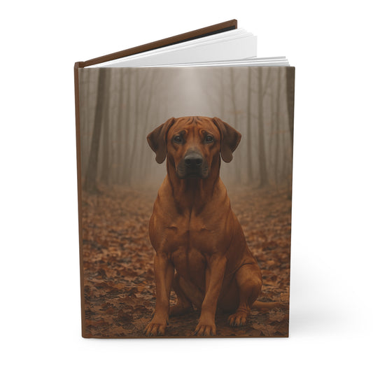 Rhodesian Ridgeback in Mist — Autumn Spiral Hardcover Journal