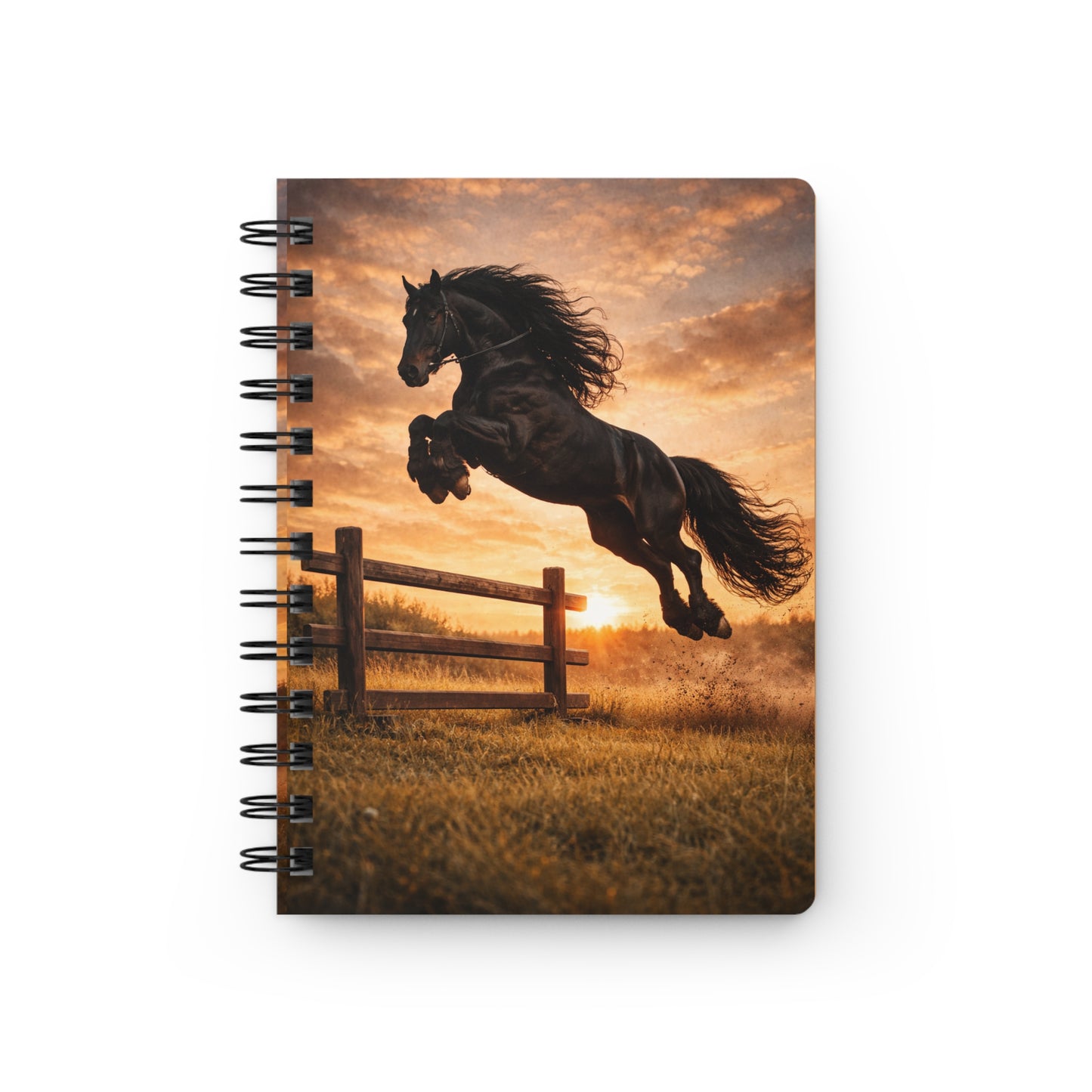 Horse Jump Spiral Journal — Sunset Equestrian Notebook for Riders & Animal Lovers