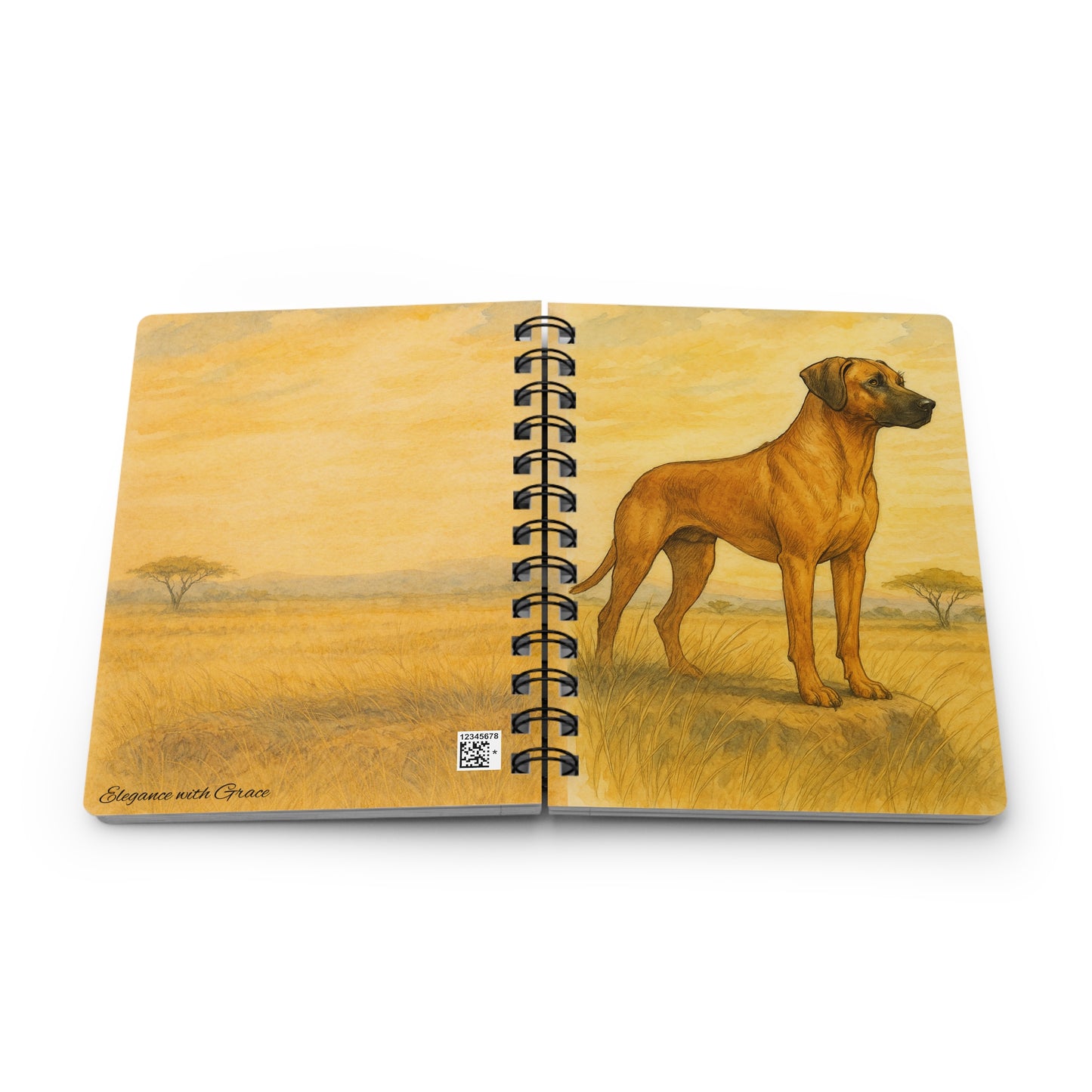 Spiral Journal — Friendly Dog Over Trail Sign (Autumn Woods Adventure)