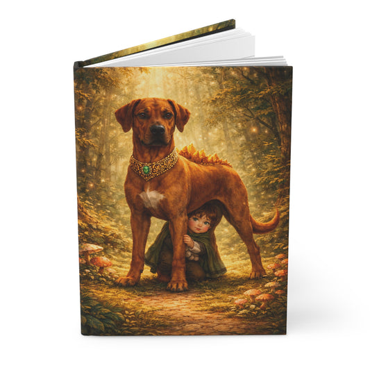 Storybook Forest Journal — Loyal Dog & Cloaked Child Matte Hardcover
